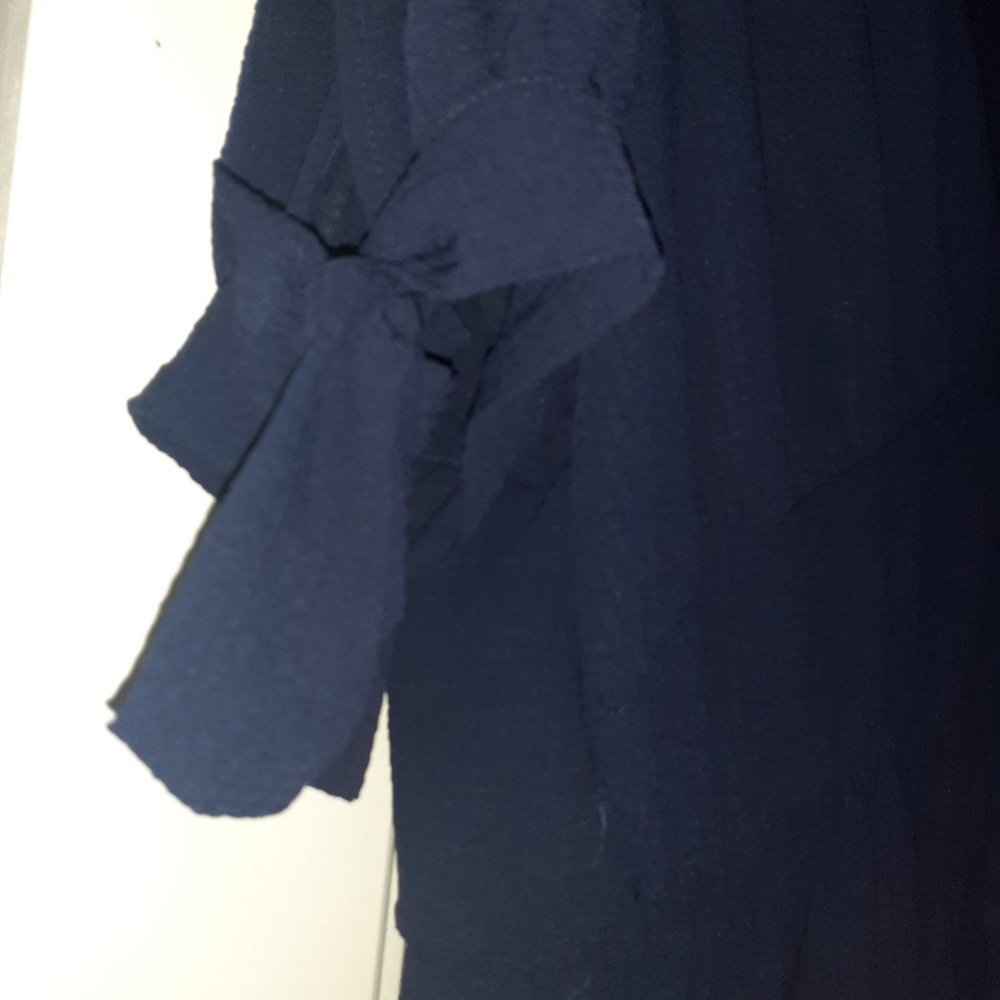 Altar'd State Size L Navy Blue v neck dress with ribbon 🎀 sleeves